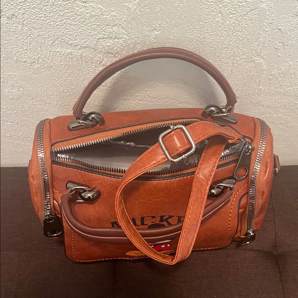 #1637* Unisex’s Mickey Leather-Style Brown Top-Handle - Picture 3 of 14